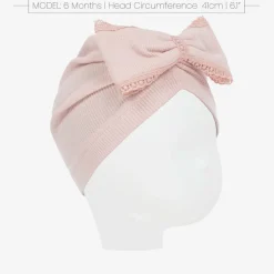 Baby Girls Pink Ribbed Cotton Turban