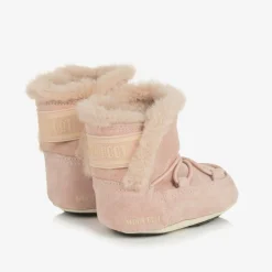 Baby Girls Pink Suede Moon Boots