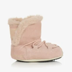 Baby Girls Pink Suede Moon Boots