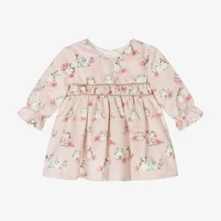 Baby Girls Pink Velvet Bunny Dress