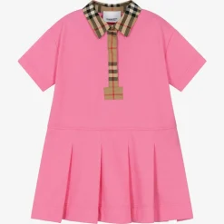 Baby Girls Pink Vintage Check Polo Dress