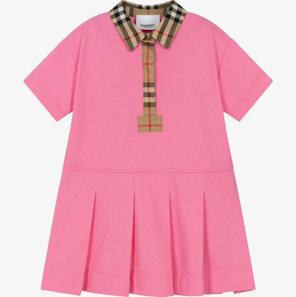 Baby Girls Pink Vintage Check Polo Dress