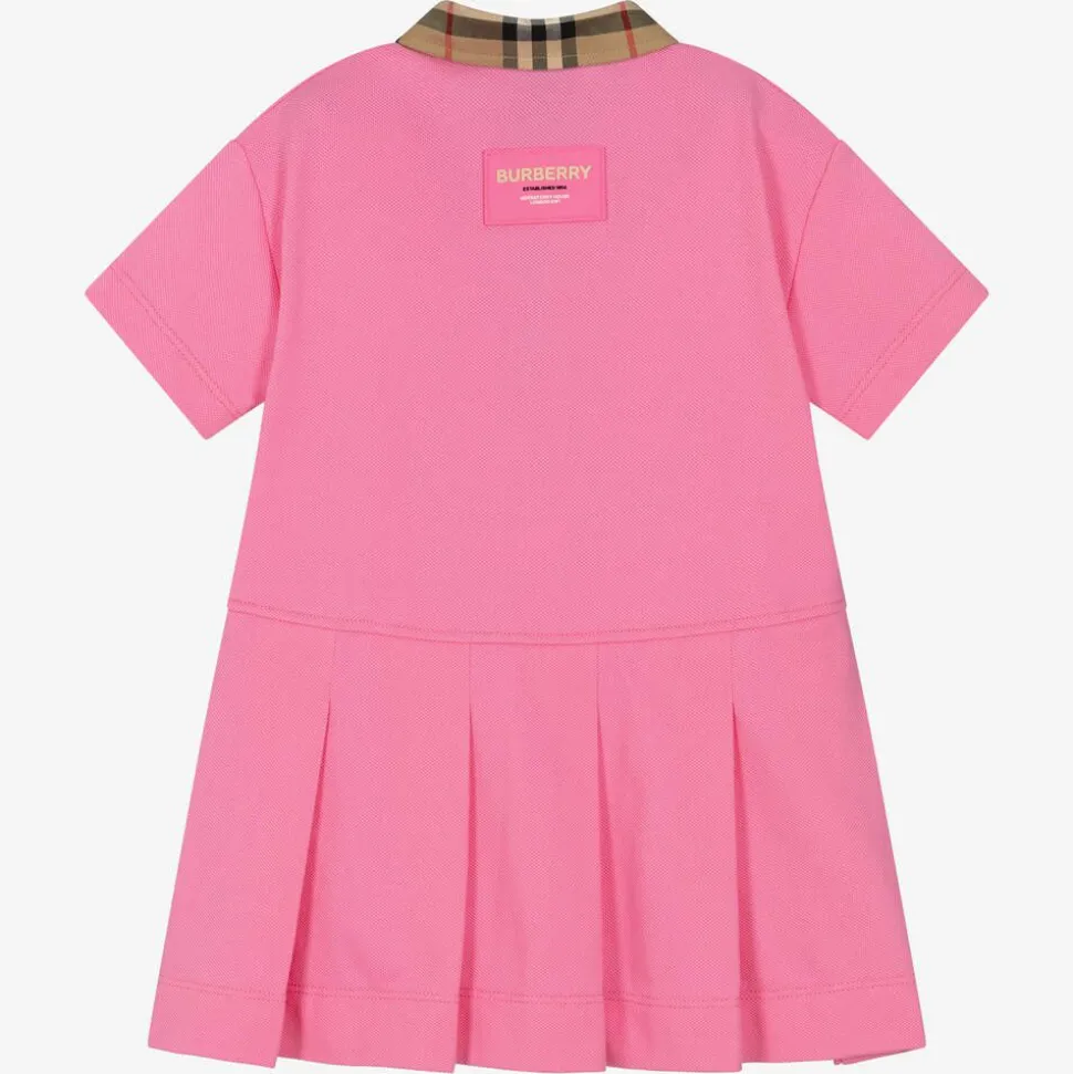 Baby Girls Pink Vintage Check Polo Dress