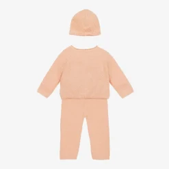 Baby Girls Pink Waffle Knit Babysuit Gift Set