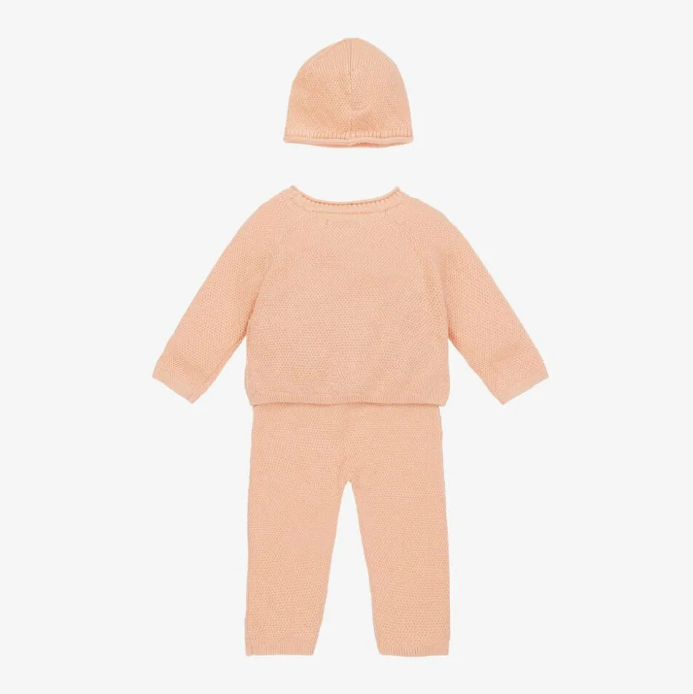 Baby Girls Pink Waffle Knit Babysuit Gift Set