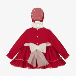 Baby Girls Red Cotton & Lace Dress Set