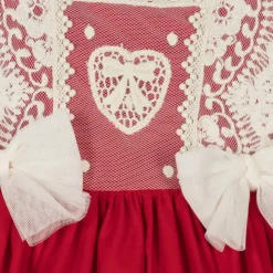 Baby Girls Red Cotton & Lace Dress Set