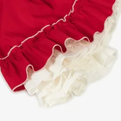 Baby Girls Red Cotton & Lace Dress Set