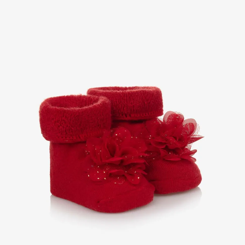 Baby Girls Red Headband & Booties Set