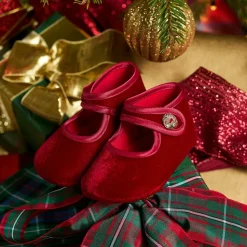 Baby Girls Red Velvet Pre-Walker Shoes