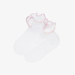 Baby Girls White & Pink Ruffle Socks
