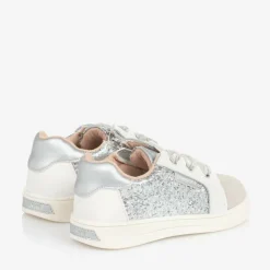 Baby Girls White & Silver Leather Trainers