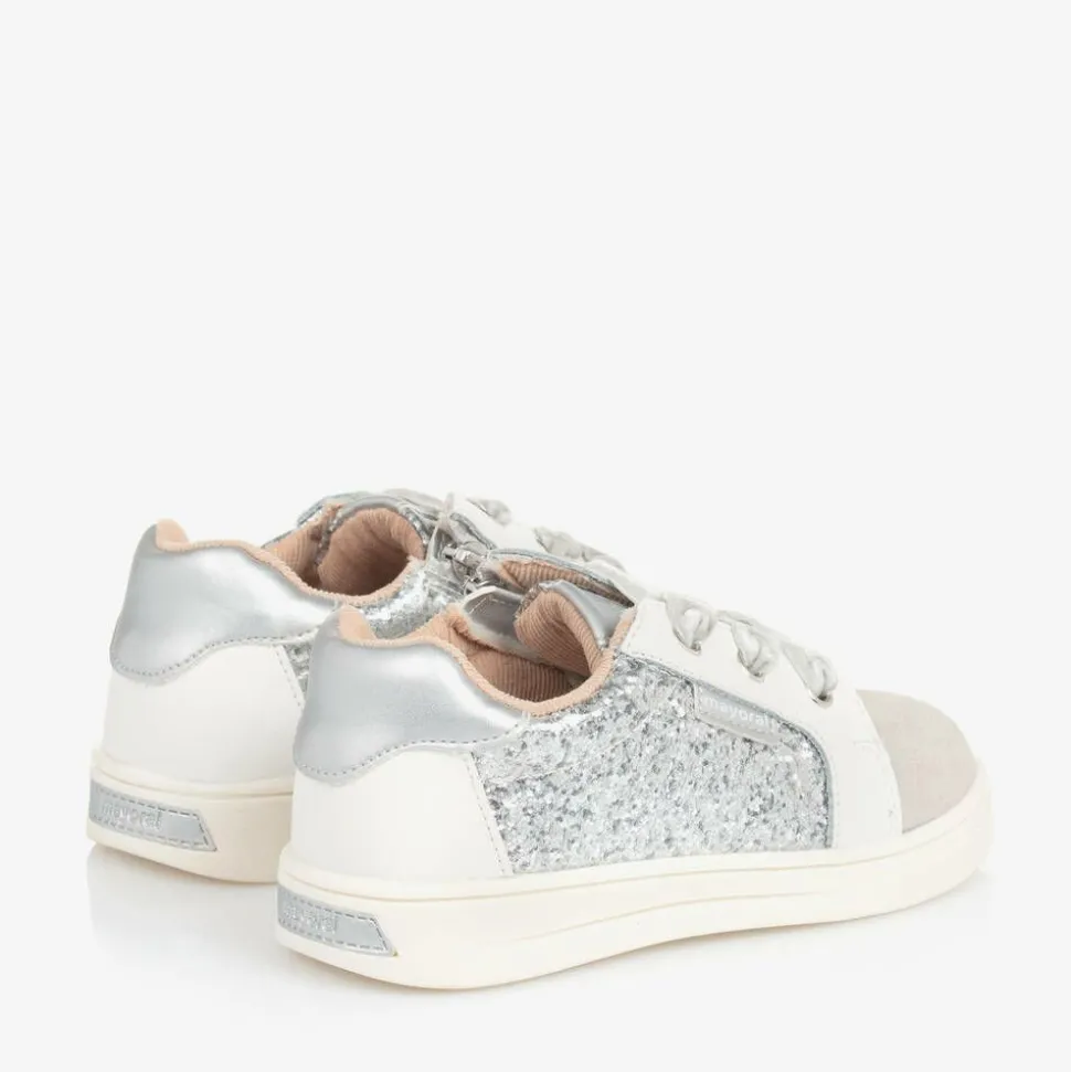Baby Girls White & Silver Leather Trainers
