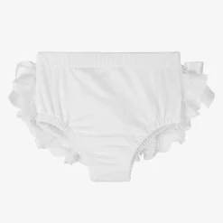 Baby Girls White Cotton Bloomer Shorts