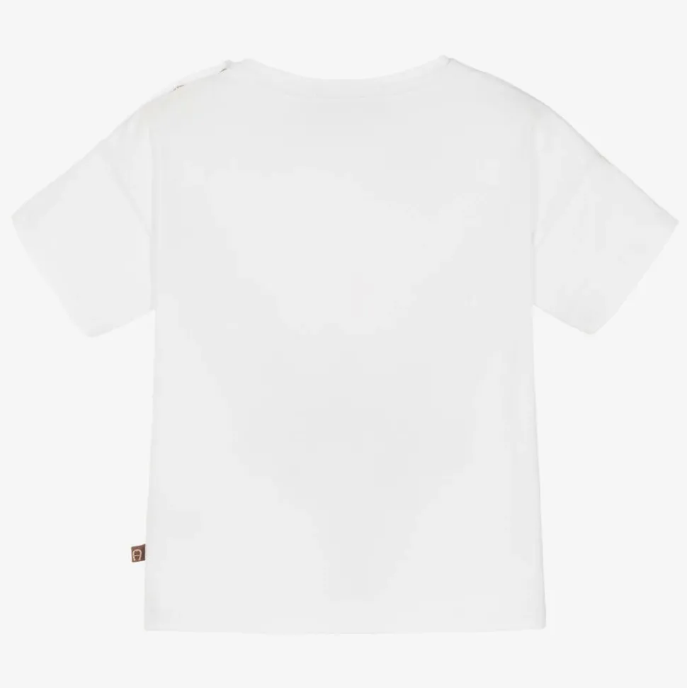 Baby Girls White Cotton Butterfly T-Shirt