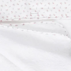 Baby Girls White Cotton Floral Hooded Towel