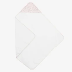Baby Girls White Cotton Hooded Towel (100cm)