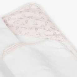 Baby Girls White Cotton Hooded Towel (100cm)