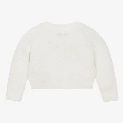 Baby Girls White Cotton Knit Cardigan