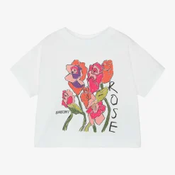 Baby Girls White Cotton Rose T-Shirt