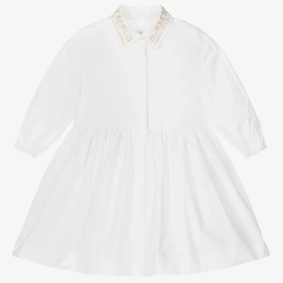 Baby Girls White Cotton Shirt Dress