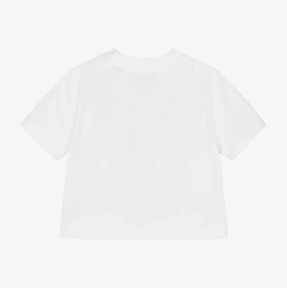 Baby Girls White Cotton T-Shirt