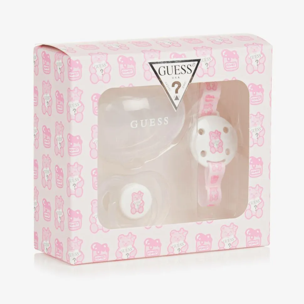 Baby Girls White Dummy & Clip Set