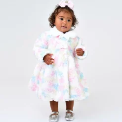 Baby Girls White Faux Fur & Tulle Coat