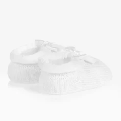 Baby Girls White Headband & Booties Gift Set