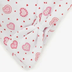 Baby Girls White Pima Cotton Heartfelt Hearts Hat