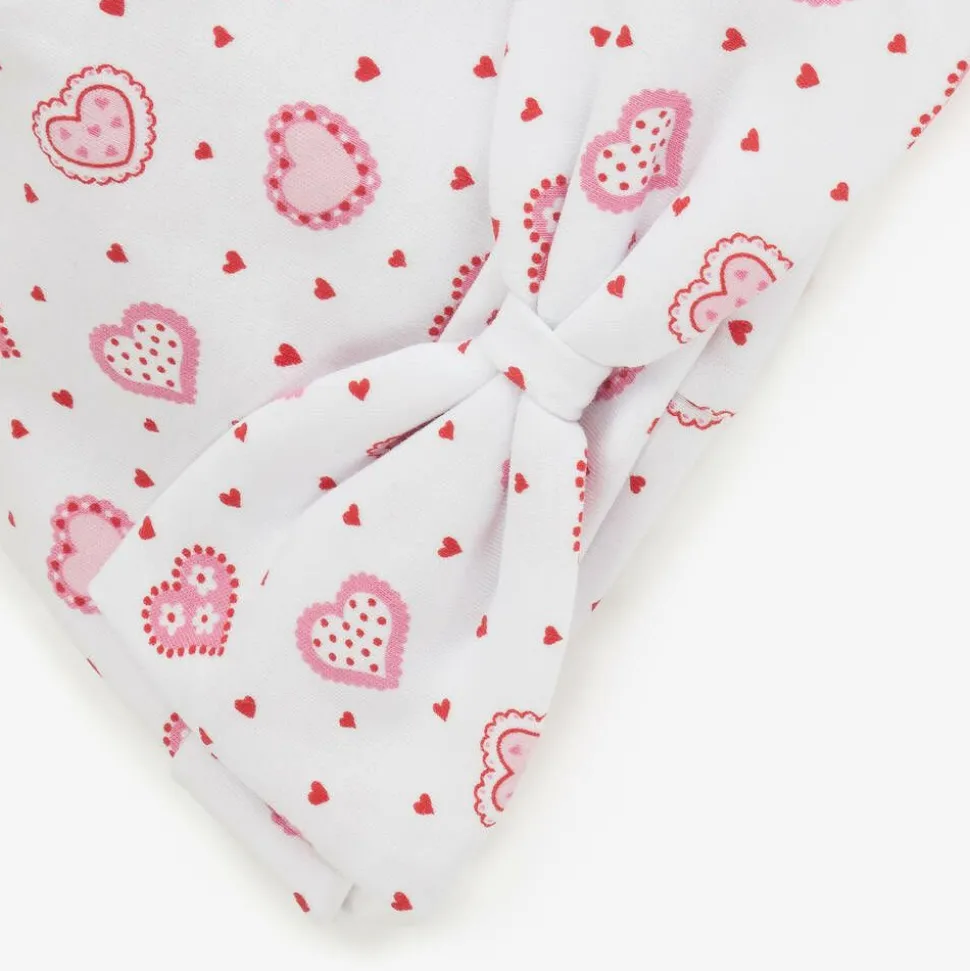 Baby Girls White Pima Cotton Heartfelt Hearts Hat