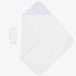 Baby Girls White Pima Royal Details Towel Set