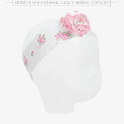 Baby Girls White Pink Rose Scrolls Headband