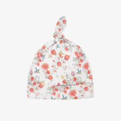 Baby Girls White Supima Cotton Pomegranate Hat