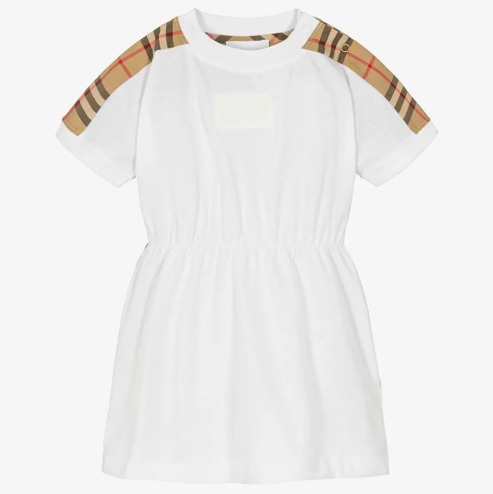 Baby Girls White Vintage Check Dress