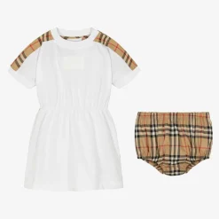 Baby Girls White Vintage Check Dress