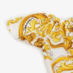 Baby Girls Yellow Majolica Print Cotton Blouse