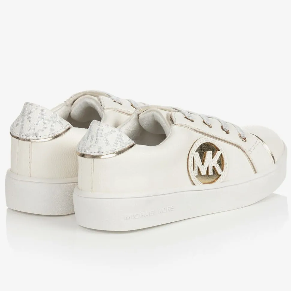Baby White & Gold Logo Trainers