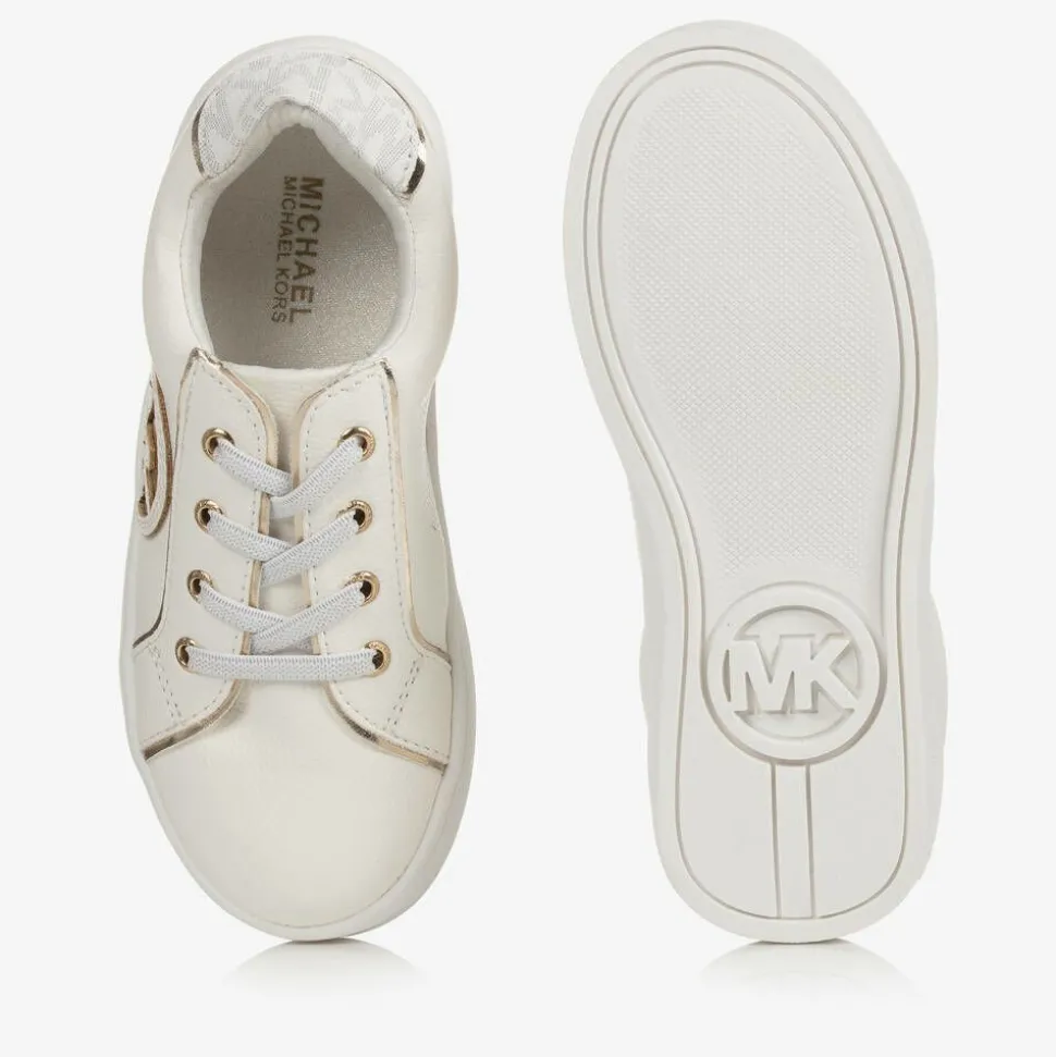 Baby White & Gold Logo Trainers