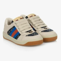 Beige & Blue Screener Trainers