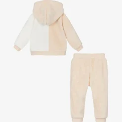 Beige & Ivory Faux Fur Baby Tracksuit