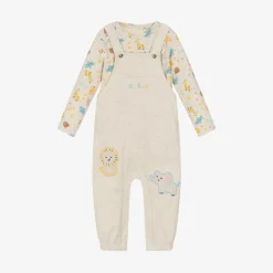 Beige Babysuit & Dungaree Gift Set