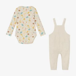 Beige Babysuit & Dungaree Gift Set