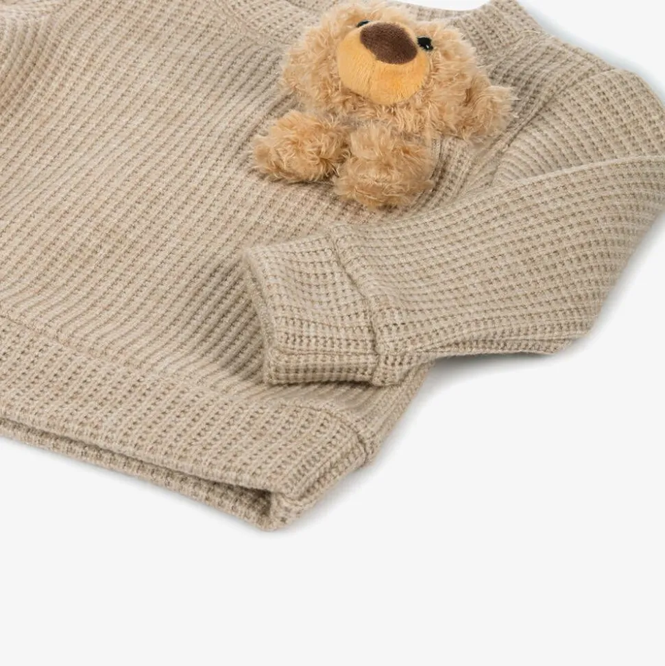 Beige Bear Viscose Baby Trouser Set