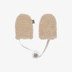 Beige Bouclé Fleece Mittens