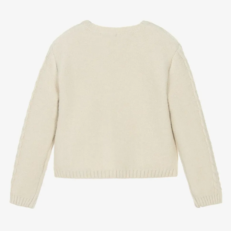 Beige Cable Knit Cardigan