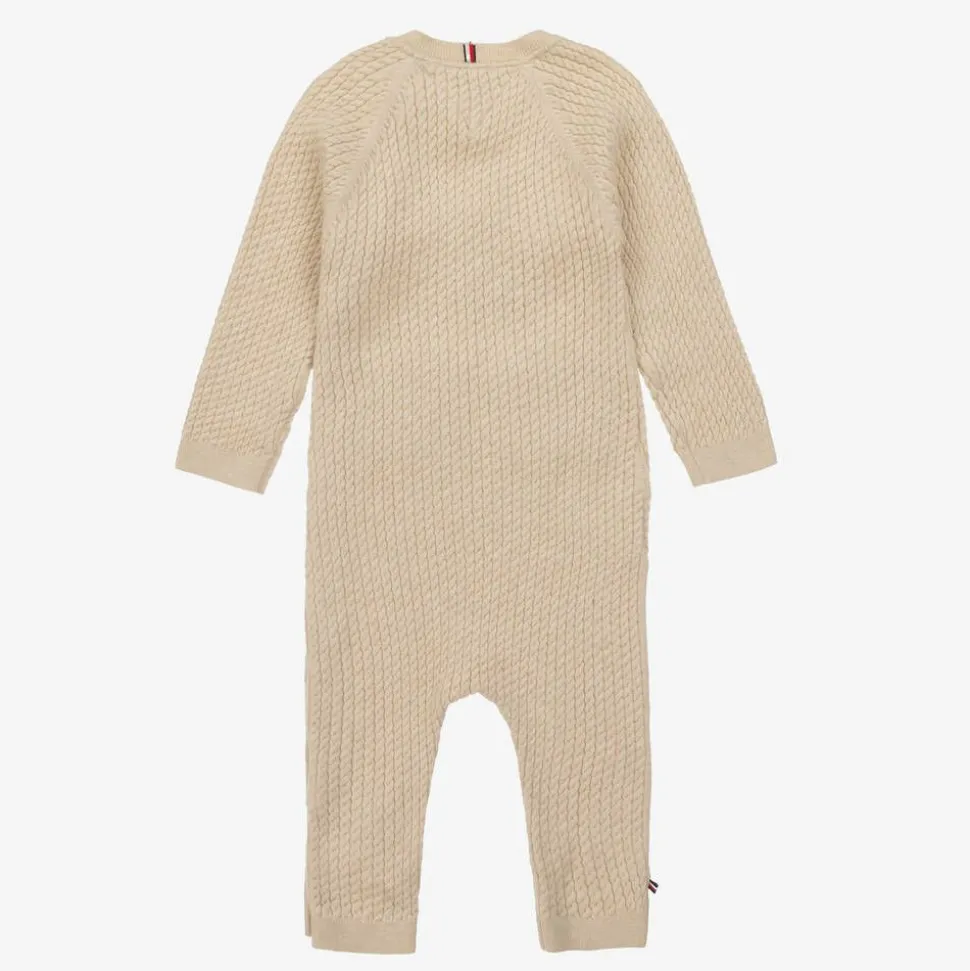 Beige Cable Knit Viscose Babygrow