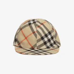 Beige Canvas Check Cap