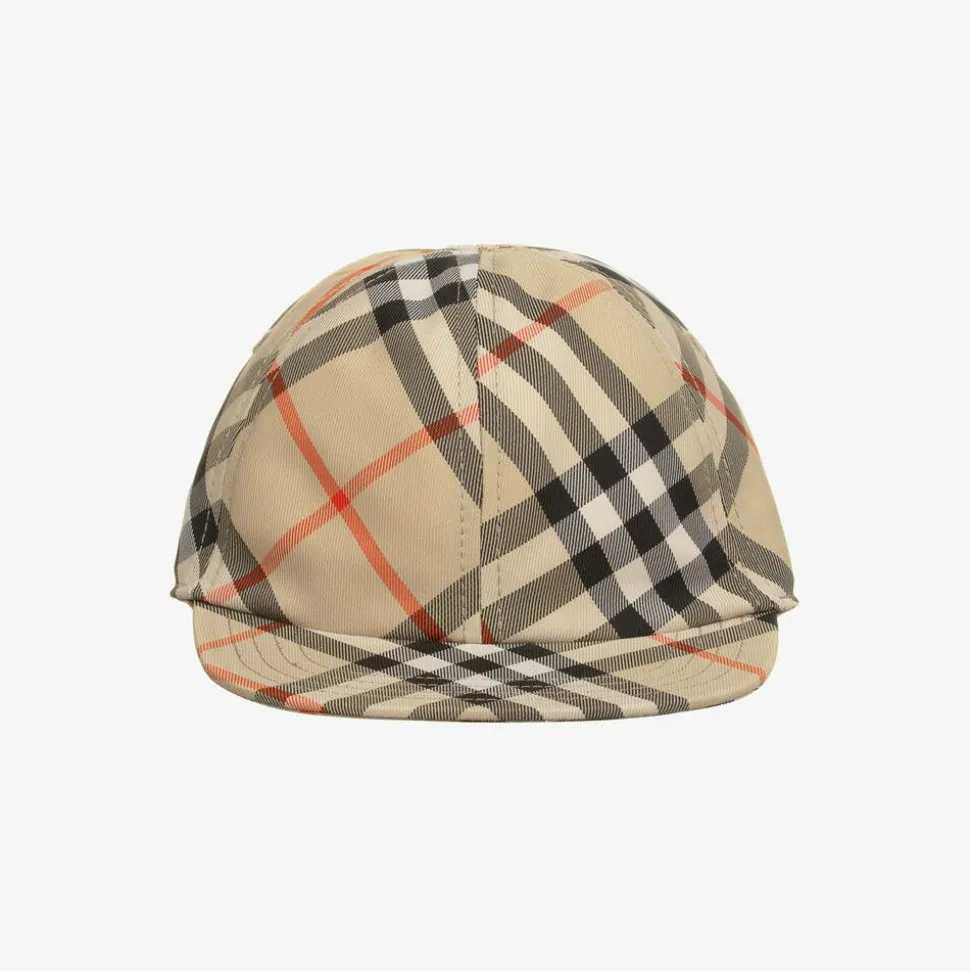 Beige Canvas Check Cap