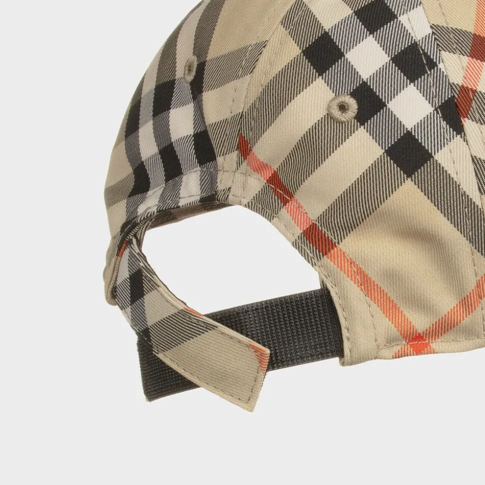 Beige Canvas Check Cap